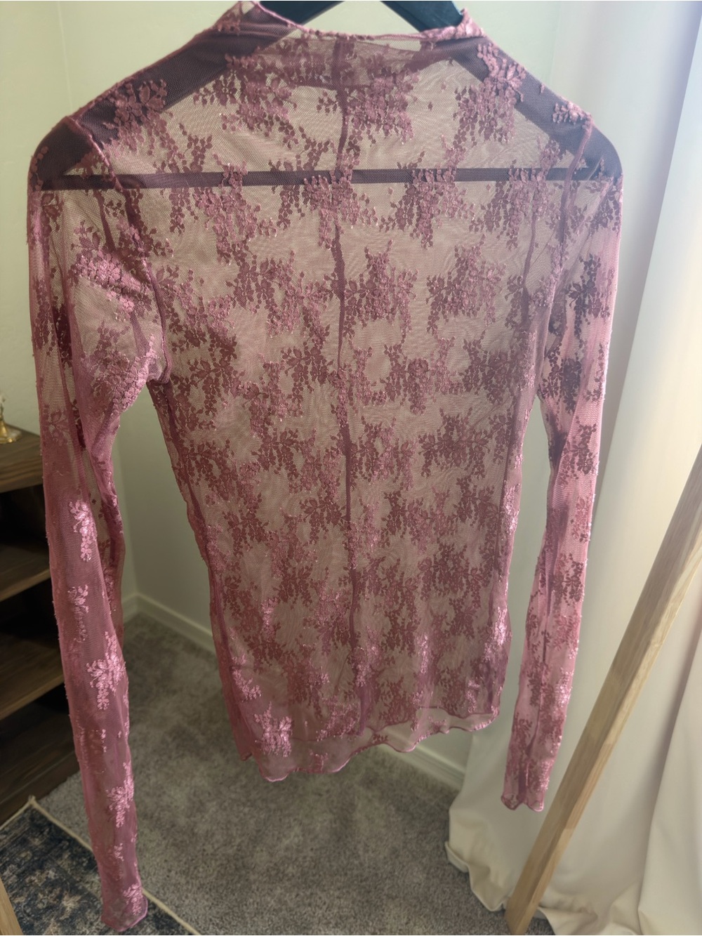 Free People Sheer Lace Long-Sleeve Top